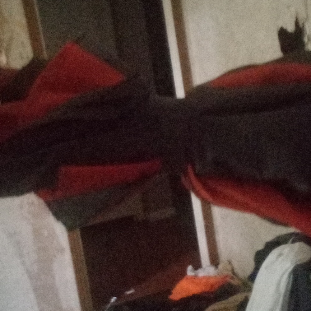 A red and grey umbrella